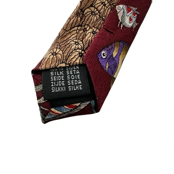 Vintage Tie Tropicals by Tango 100% Silk Fishing Ocean Tropical Beach Outdoor - Picture 4 of 8